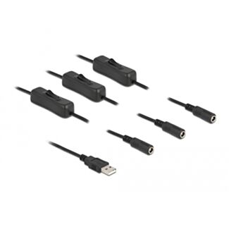 DeLOCK Cavo USB Tipo-A maschio per 3 x DC 5,5 x 2,1 mm femmina con interruttore 1 m