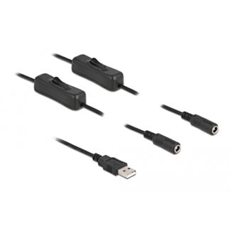 DeLOCK Cavo USB Tipo-A maschio per 2 x DC 5,5 x 2,1 mm femmina con interruttore 1 m