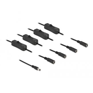 DeLOCK Cavo DC 5,5 x 2,1 mm maschio a 4 x femmina DC con interruttore 1 m