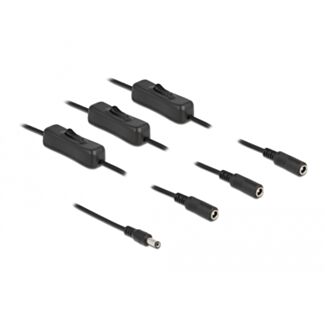 DeLOCK Cavo DC 5,5 x 2,1 mm maschio a 3 x femmina DC con interruttore 1 m