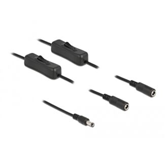 DeLOCK Cavo DC 5,5 x 2,1 mm maschio a 2 x femmina DC con interruttore 1 m