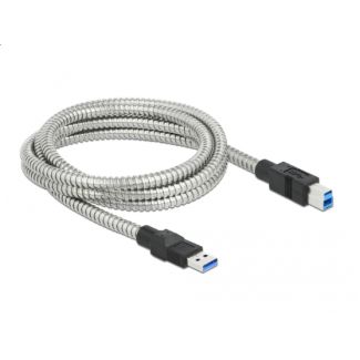 DeLOCK Cavo USB 3.2 Gen 1 di Tipo-A maschio per Tipo-B maschio con rivestimento metallico da 2 m