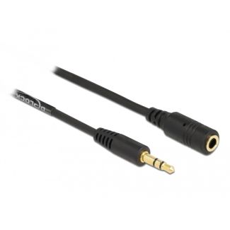 DeLOCK Coiled Cable Extension 3.5 mm 3 pin Stereo Jack male to Stereo Jack female 1.5 m black