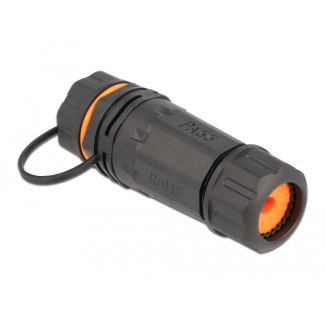 DeLOCK Cable Connector RJ45 jack to RJ45 jack Cat.6A with housing and protective cap waterproof