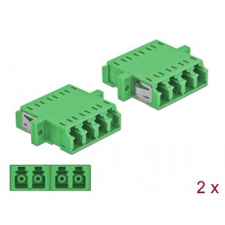 DeLOCK Optical Fiber Coupler LC Quad female to LC Quad female Single-mode 2 pieces green