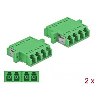 DeLOCK Accoppiatore in fibra ottica LC Quad femmina per LC Quad femmina monomodale 2 pezzi verde