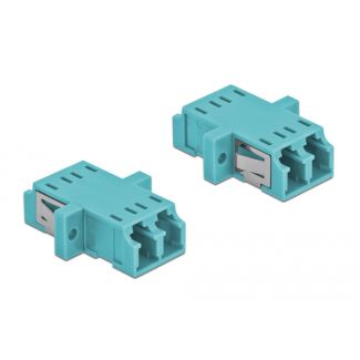 DeLOCK Accoppiatore in fibra ottica LC Duplex femmina per LC Duplex femmina multimodale 2 pezzi blu chiaro