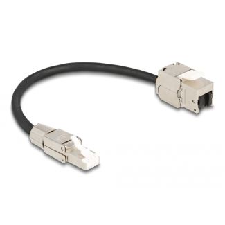 DeLOCK Cavo RJ45 maschio assemblato in campo a modulo Keystone RJ45 femmina Cat.6A da 25 cm