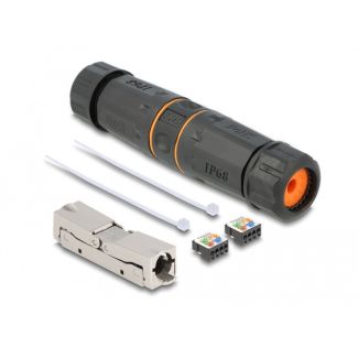 DeLOCK Cable connector LSA to LSA Cat.6A IP68 waterproof black