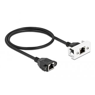 DeLOCK Cavo di estensione di rete per Easy 45 Modulo S/FTP da RJ45 femmina a RJ45 femmina Cat.6A 50 cm nero