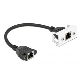 DeLOCK Cavo di estensione di rete per Easy 45 Modulo S/FTP da RJ45 femmina a RJ45 femmina Cat.6A 25 cm nero