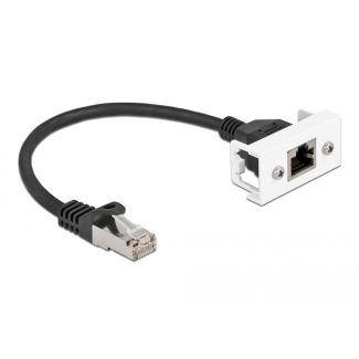 DeLOCK Cavo di estensione di rete per Easy 45 Modulo S/FTP RJ45 maschio per RJ45 femmina Cat.6A 25 cm nero