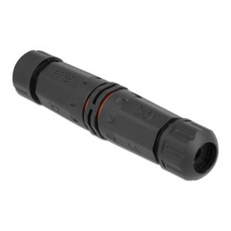 DeLOCK Cable connector for outdoor 3 pin, IP68 waterproof, screwable, cable diameter 4.5 - 7.5 mm black