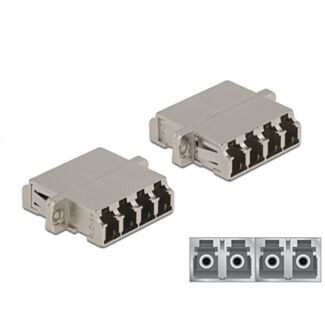 DeLOCK Accoppiatore in fibra ottica LC Quad femmina per LC Quad femmina monomodale metallo