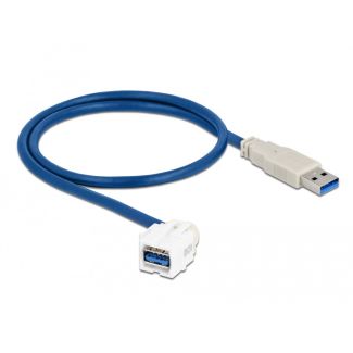 DeLOCK Keystone Module USB 5 Gbps type-A female 250° to type-A male with 0.5 m cable white