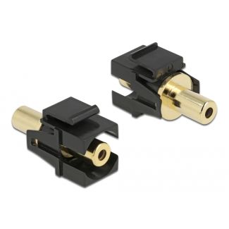 DeLOCK Modulo Keystone stereo jack femmina da 3,5 mm a 3 pin per jack stereo femmina da 3,5 mm 3 pin placcato oro nero