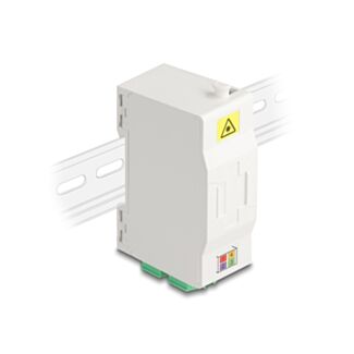 DeLOCK Scatola di connessione per fibra ottica per guida DIN con supporto per giunzione e accoppiatore 4 x LC Duplex