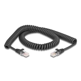 DeLOCK Cavo a spirale RJ45 maschio-maschio Cat.5e da 2 m nero