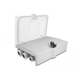 DeLOCK Fiber Optic Distribution Box for indoor and outdoor IP55 waterproof lockable 6 port grey