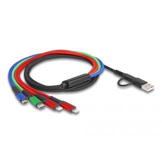 DeLOCK Cavo di ricarica USB 4 in 1 USB Tipo-A + USB-C a 2 x Lightning / Micro USB / USB Type-C da 1,20 m