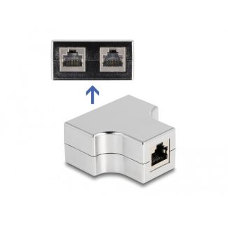 DeLOCK RJ45 Splitter / T Adapter 1 x RJ45 jack to 2 x RJ45 jack Cat.5e STP
