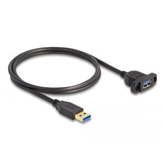 DeLOCK SuperSpeed USB 5 Gbps (USB 3.2 Gen 1) Cavo USB Tipo-A maschio per femmina da 1 m montaggio a pannello nero