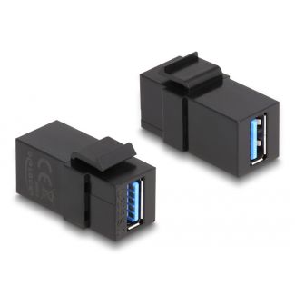 DeLOCK Modulo Keystone USB 3.0 A femmina > USB 3.0 A femmina nero (1:1)