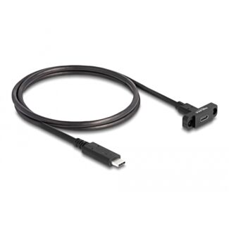 DeLOCK SuperSpeed USB 10 Gbps (USB 3.2 Gen 2) Cavo USB Type-C maschio per femmina da 1 m montaggio a pannello nero