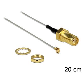 DeLOCK 0.2m SMA/MHF coaxial cable MHF II/U.FL-LP(V)-040 Grey