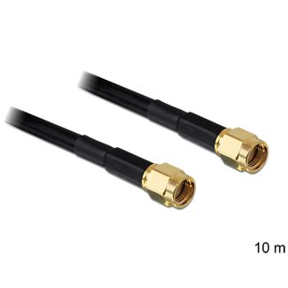 DeLOCK RP-SMA - RP-SMA, 10m coaxial cable Black