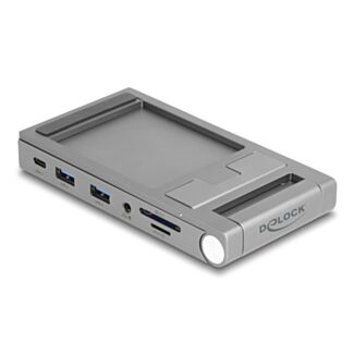 DeLOCK Docking station per tablet e portatile 4K con supporto integrato - HDMI / USB / Hub / SD / Micro SD / PD 3.0 - pieghevole