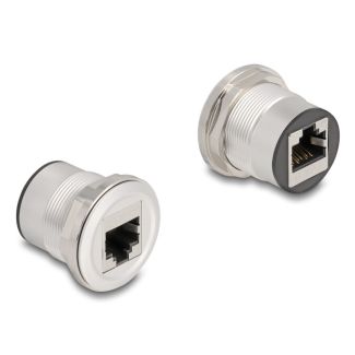 DeLOCK 88190 socket-outlet 2 x RJ-45 Black, Silver