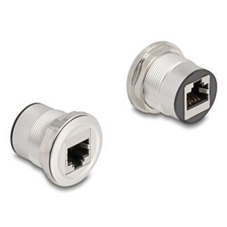 DeLOCK 88190 presa energia 2 x RJ-45 Nero, Argento