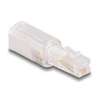 DeLOCK Cavo telefonico Adattatore antitorsione da RJ10 maschio per RJ10 femmina trasparente / bianco