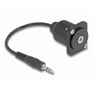 DeLOCK D-Type Cable 3.5 mm 3 pin Stereo jack male to female black 20 cm