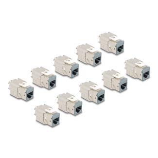 DeLOCK Keystone Modul RJ45 jack to LSA Cat.6A toolfree grey set 10 pieces