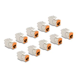 DeLOCK Keystone Modul RJ45 jack to LSA Cat.6A toolfree orange set 10 pieces