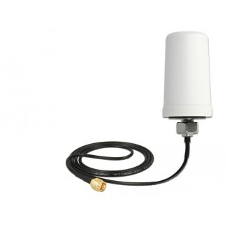 DeLOCK WLAN 802.11 ac/a/h/b/g/n Antenna SMA plug 1.4 - 3.0 dBi omnidirectional with connection cable ULA100 1 m white outdoor