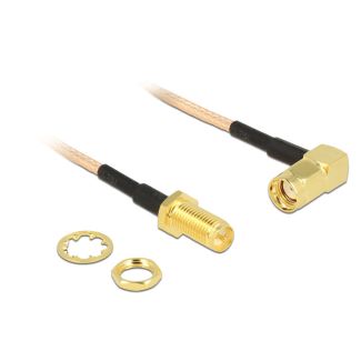DeLOCK 0.16m, 2xRP-SMA coaxial cable RG-316 RP-SMA Black, Gold, Transparent