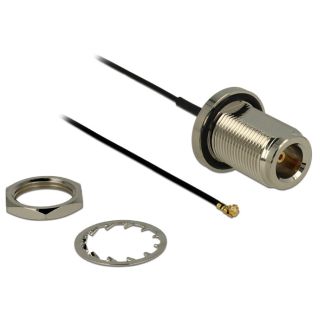 DeLOCK 0.13m N/MHF U.FL coaxial cable RF 1.37 MHF/U.FL Black, Silver