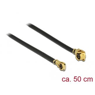 DeLOCK 89651 cavo coassiale 1.13 0,5 m MHF (I-PEX) MHF IV/ HSC MXHP32 Nero, Oro