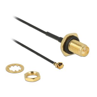 DeLOCK 89584 cavo coassiale RP-SMA MHF Nero, Oro