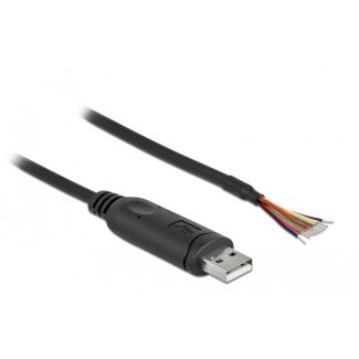 DeLOCK Adapter cable USB 2.0 Type-A to Serial RS-232 with 9 open wires + Shielding 0.5 m