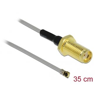 DeLOCK 90398 cavo coassiale 0,35 m SMA MHF Nero, Oro, Grigio