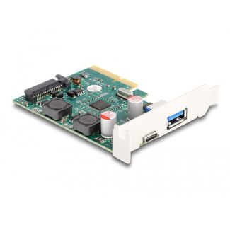 DeLOCK PCI Express x4 Card to 1 x external USB 10 Gbps Type-C female + 1 x external USB 10 Gbps Type-A female - Low Profile Form Factor