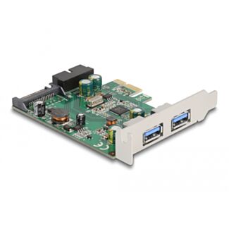 DeLOCK Scheda PCI Express x1 con 2 x USB 3.2 Gen 1 Tipo-A esterne + 1 x USB interno a 19 pin maschio - Fattore di forma a basso profilo