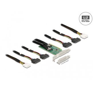DeLOCK PCI Express 4.0 x16 Card to 4 x SFF-8639 NVMe - Bifurcation - Low Profile Form Factor