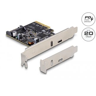 DeLOCK Scheda PCI Express x4 per 1 x SuperSpeed USB 20 Gbps (USB 3.2 Gen 2x2) USB Type-C + 1 x USB Type-C PD 20 Watt