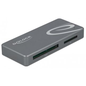DeLOCK USB Type-C Card Reader for CFast and SD memory cards + USB Hub with Type-A and USB Type-C port