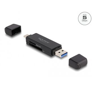 DeLOCK Lettore di schede SuperSpeed USB 5 Gbps USB Type-C / di Tipo-A per schede di memoria SD e Micro SD